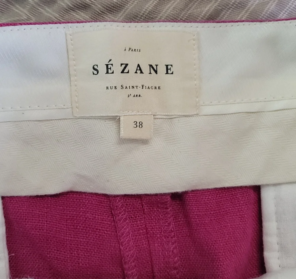 Sézane Bright Pink Linen Wide Leg Trousers Pants - Women's Size 6